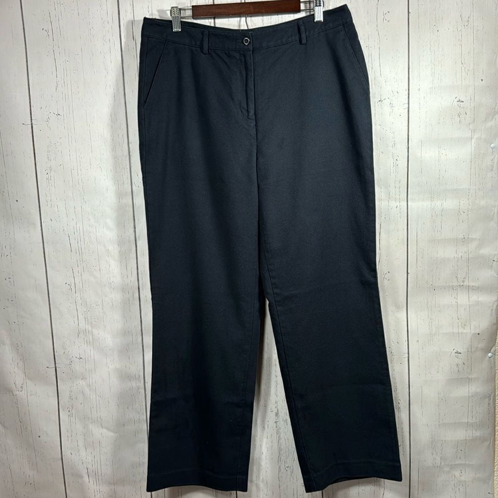 LL Bean Classic Fit Straight Leg Regular Black Cotton Lined Casual Pants